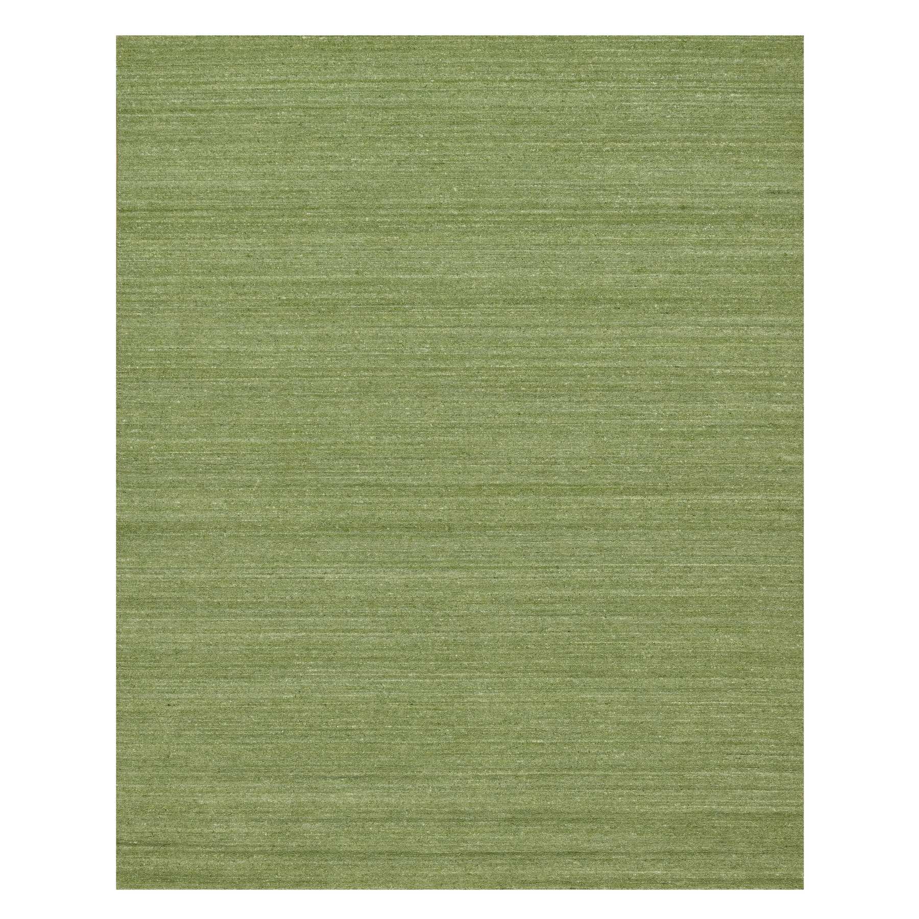 8'1"x10' Olive Green, Hand Loomed, Plain Modern Striae Design, Tone on Tone, Soft to the Touch, Pure Wool, Oriental Rug 